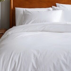 Quince full queen organic cotton white duvet cover and pillowcases